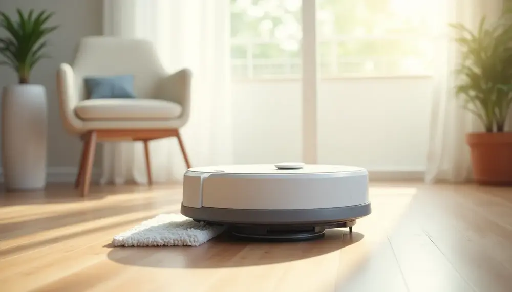Ein sauberer Haushalt: Wischroboter mit Baumwolltuch