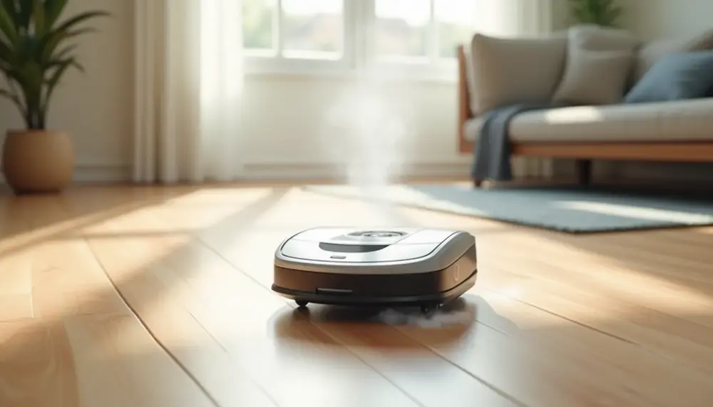 Wassersparend und effizient: Der Wischroboter nebelfeucht im Einsatz